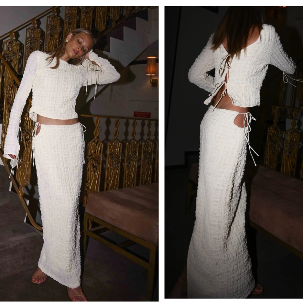 YLLW The Label Nessa Bubble Maxi Skirt Feminine Coquette Resortwear Festival